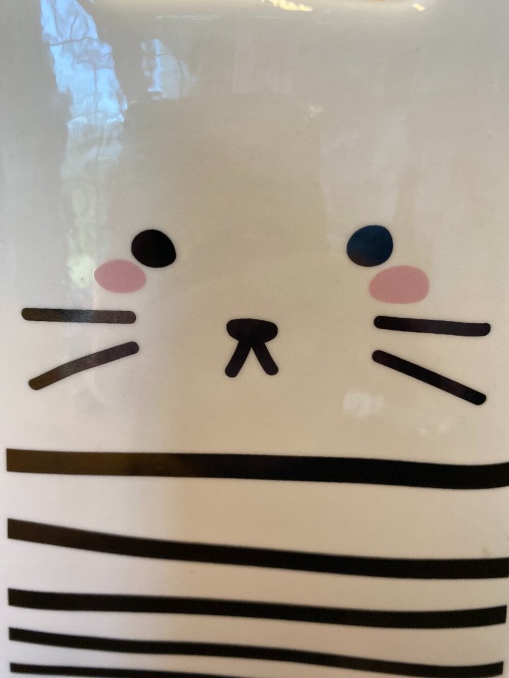 Black and White Striped Ceramic Kitty Cat Money Coin Bank Meow 🐈‍⬛ - Picture 9 of 9